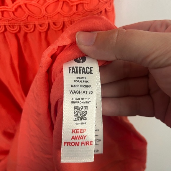 Fat Face Coral Pink Hibiscus Lace Maxi Dress size 4 copper & black - Picture 10 of 11